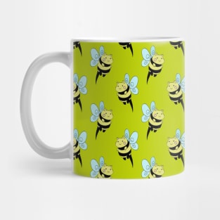 Bee Cat Lime Green Pattern Mug